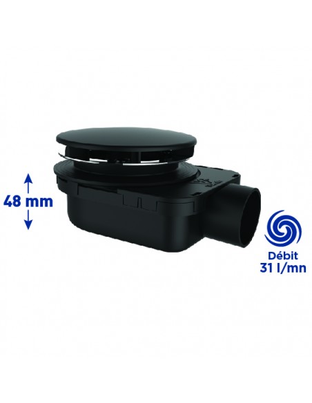 Bonde de douche extra-plate NF noire la plus plate Smart Bonde avec installation très rapide et nettoyage aisé