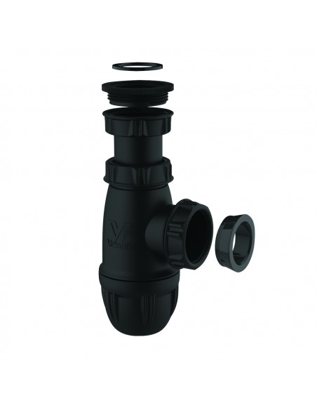 Black adjustable universal siphon in recycled polypropylene guaranteed NF
