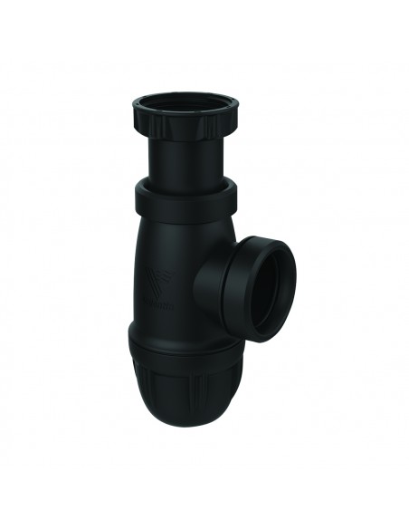 Siphon en polypropylène recyclé, réglable, pour évier bi-matière, avec joint intégré