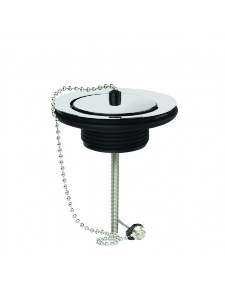 Bonde d'évier en polypropylène recyclé à bouchon chainette et borne d'attache