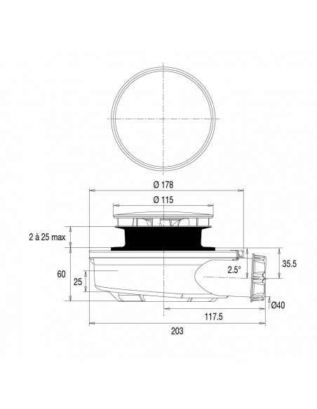 Plan 576700 bonde de douche extra-plate FLUSH44, technologie Space Fit, Cleany Quick