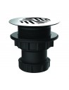 Bonde de receveur de douche percé en diam. 60 mm, en polypropylène recyclé, avec grille et sortie verticale