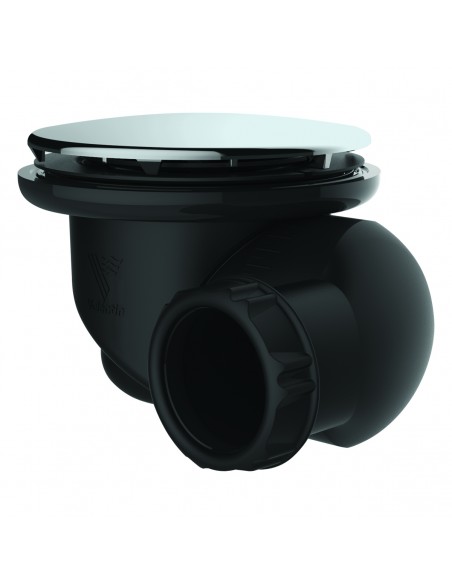 Bonde en plastique recyclé avec capot ABS chromé de Diam 90 mm avec sortie orientale pour receveur