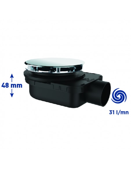 Bonde de douche en plastique recyclé extra-plate Smart Bonde avec installation très rapide et nettoyage aisé