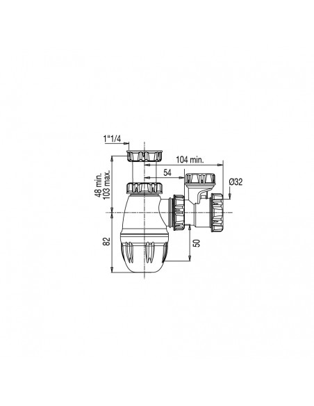Drawing 612900 001 00 Washbasin trap with anti-vacuum valve