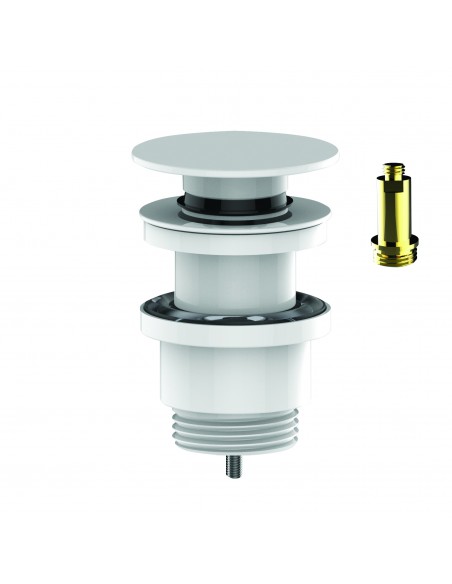 Bonde universelle en laiton blanc avec clapet pour lavabo digiclic ou écoulement libre