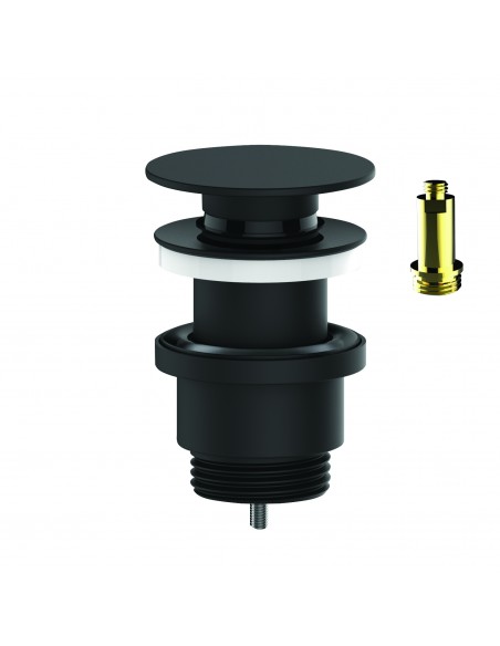 Bonde universelle en laiton noir avec clapet pour lavabo digiclic ou écoulement libre