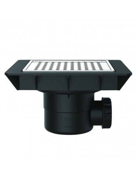 Bonde de sol réglable avec grille en inox et sortie horizontale de marque QUADRATTO