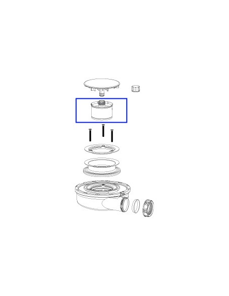 Eclaté produit montrant l'élément siphonique pour extra-plate bonde FLUSH
