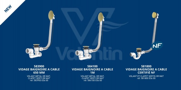 VALENTIN complète sa gamme de vidage or mat avec des vidages bain ultra-tendances ! 
